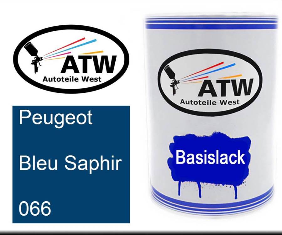 Peugeot, Bleu Saphir, 066: 500ml Lackdose, von ATW Autoteile West.